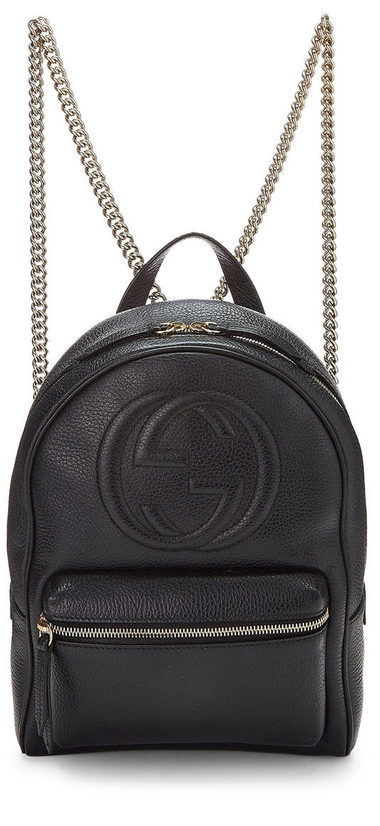 Gucci, Black Leather Soho Chain Backpack, Black