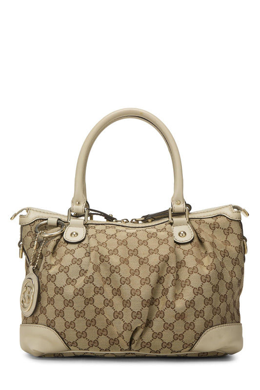 Gucci, White Original GG Canvas Zip Sukey Hobo Large, White