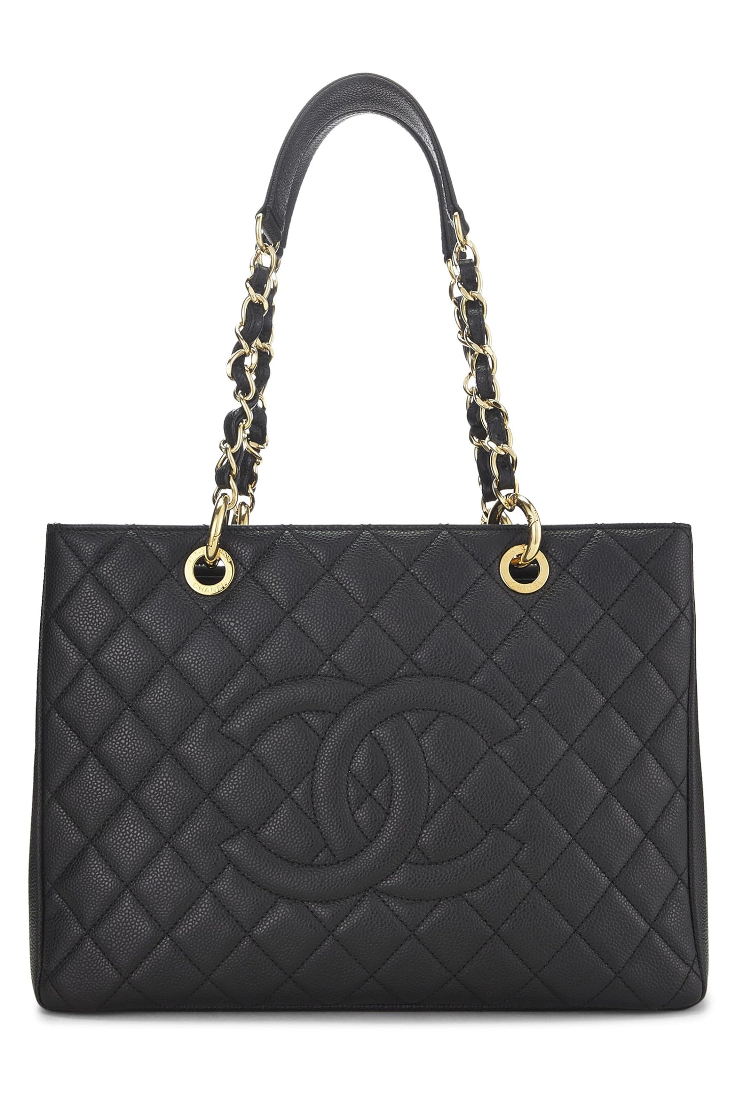 Chanel,  Black Quilted Caviar Grand Shopping Tote (GST), Black
