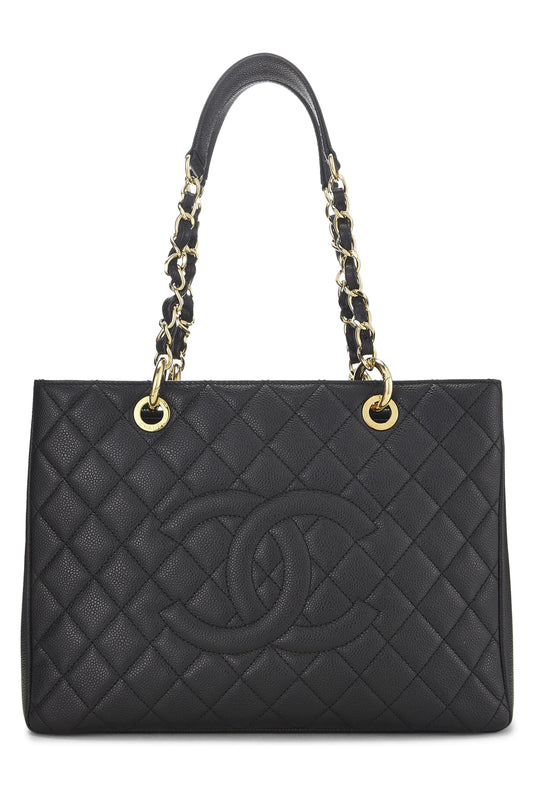 Chanel,  Black Quilted Caviar Grand Shopping Tote (GST), Black