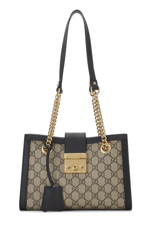 Gucci, Black Original GG Supreme Canvas Padlock Tote Small, Black