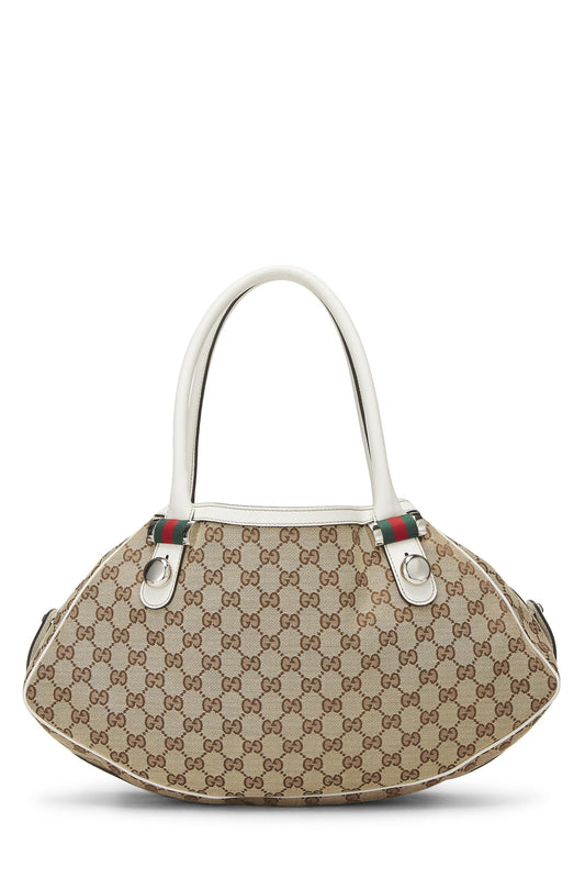 Gucci, White Original GG Canvas Matchball Abbey Tote Large, White