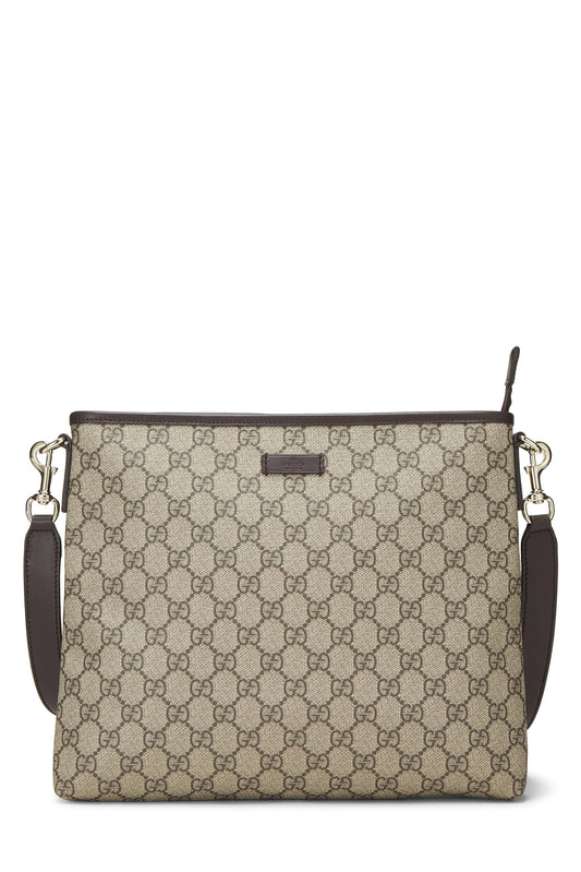Gucci, Brown Original GG Supreme Canvas Zip Flat Messenger, Brown