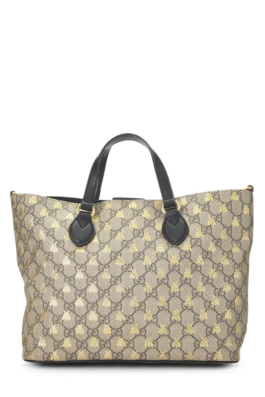 Gucci, Black GG Supreme Canvas Bee Tote Small, Black