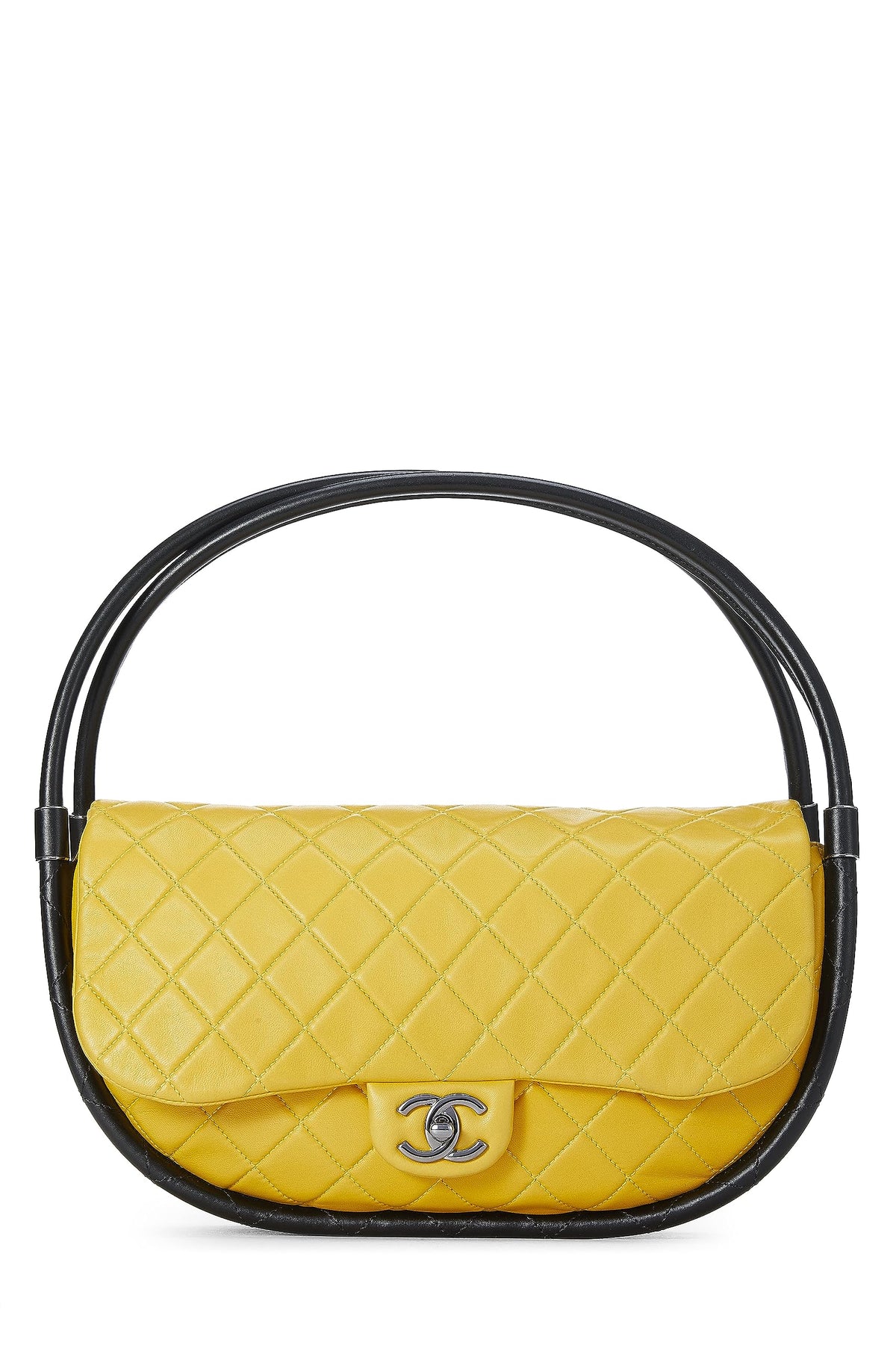 Chanel,  Yellow Quilted Lambskin Hula Hoop Bag Medium, Yellow