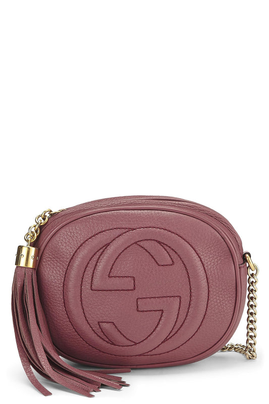 Gucci, Purple Leather Soho Round Chain Crossbody Mini, Purple
