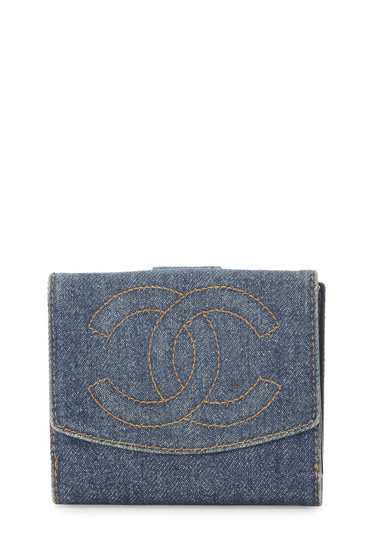 Chanel,  Blue Denim 'CC' Wallet, Blue