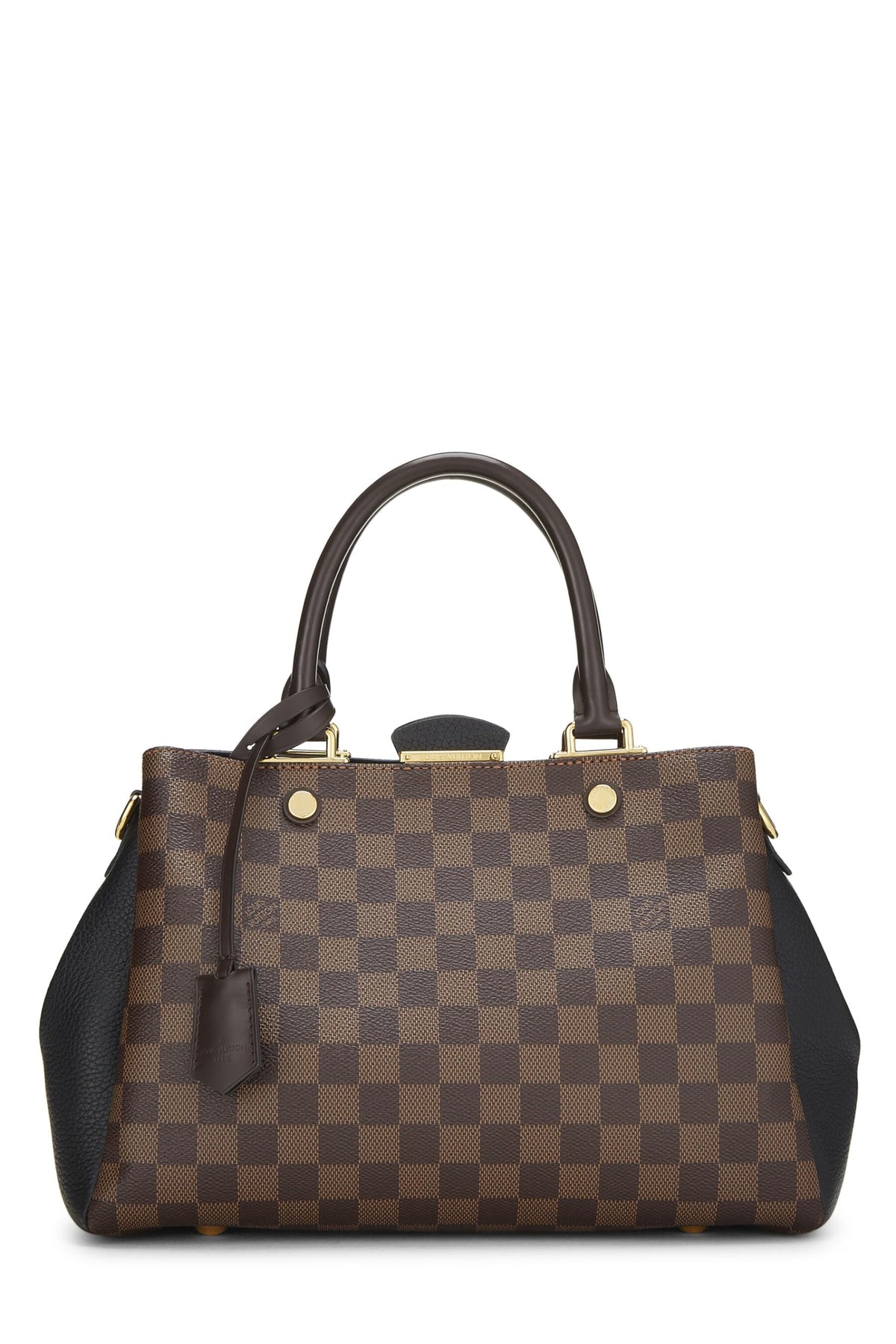 Louis Vuitton,  Damier Ebene Canvas & Black Leather Brittany, Black