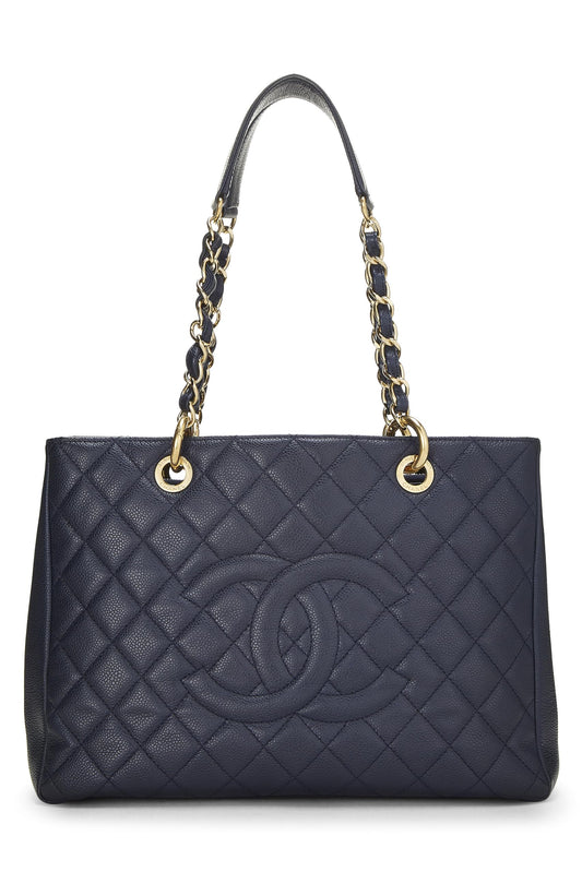 Chanel,  Blue Quilted Caviar Grand Shopping Tote (GST), Blue