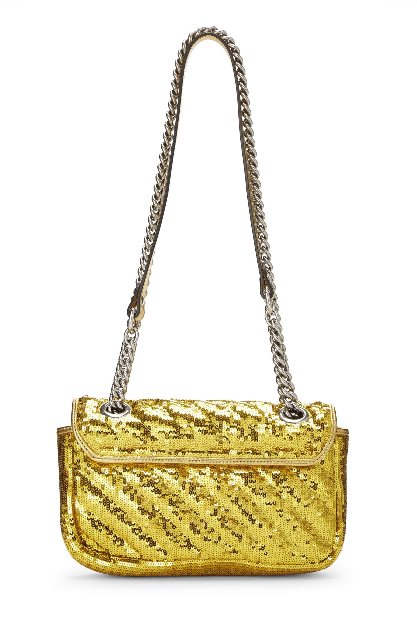 Gucci, Gold Sequin GG Marmont Shoulder Bag, Yellow