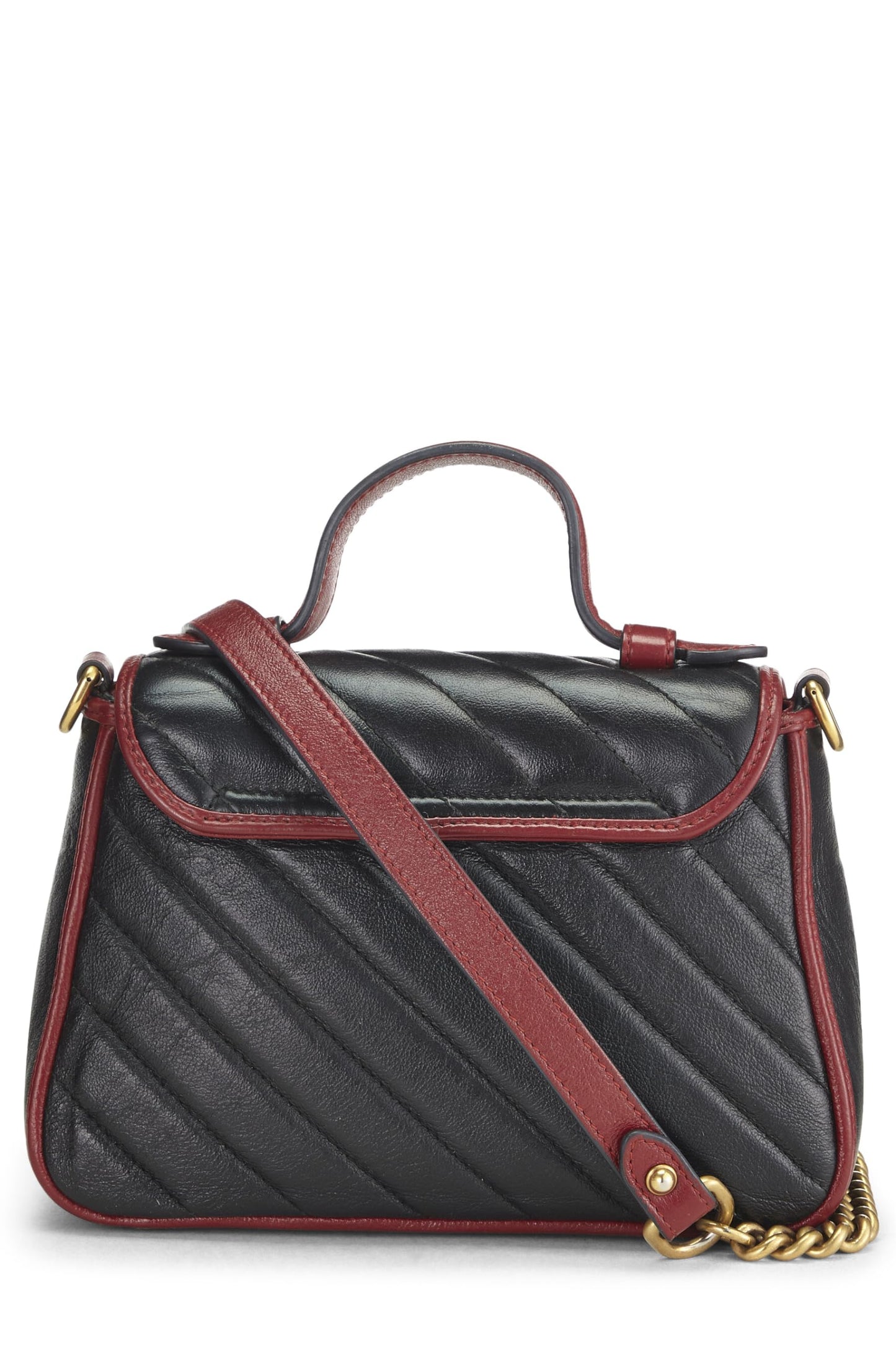 Gucci, Black Leather Torchon GG Marmont Top Handle Mini, Multi