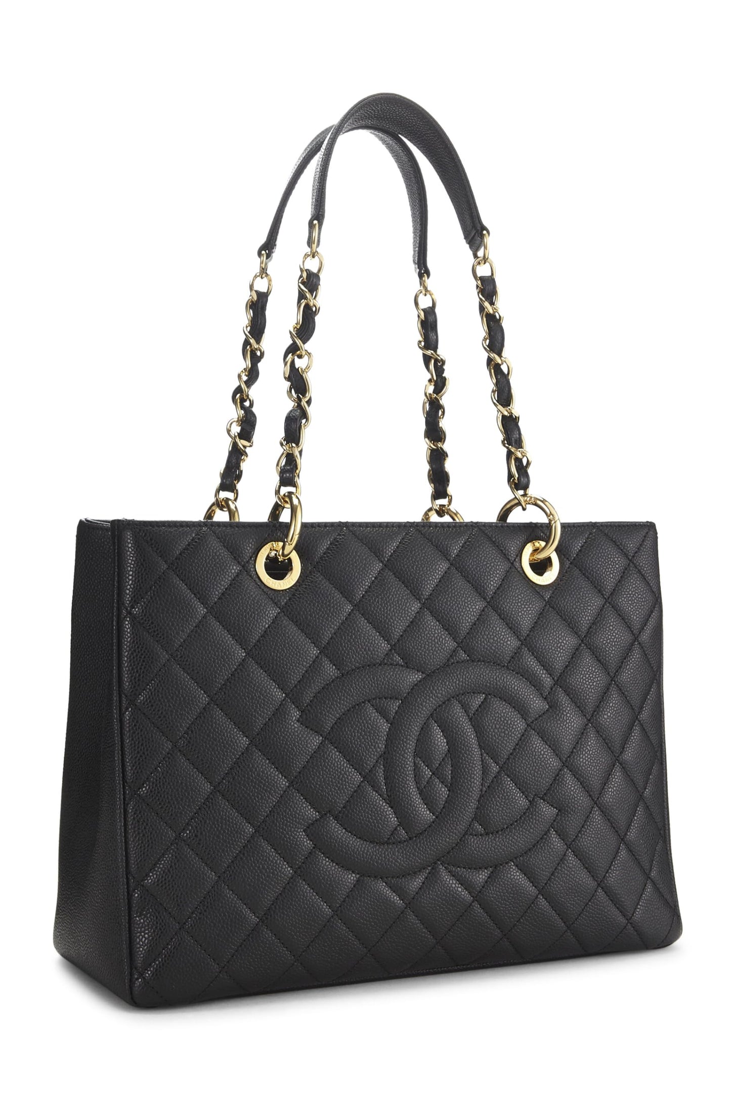 Chanel,  Black Quilted Caviar Grand Shopping Tote (GST), Black