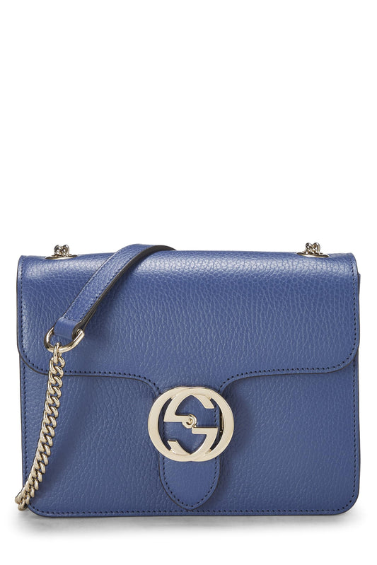 Gucci, Blue Leather Interlocking Crossbody Small, Blue