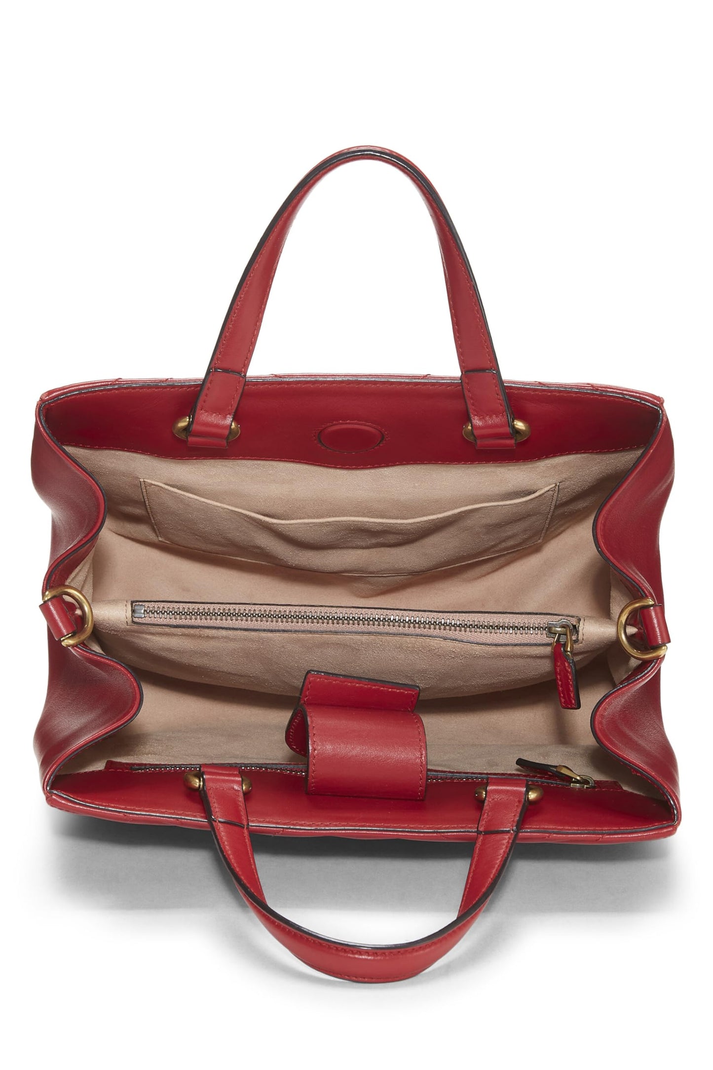 Gucci, Red Leather GG Marmont Top Handle Bag Small, Red
