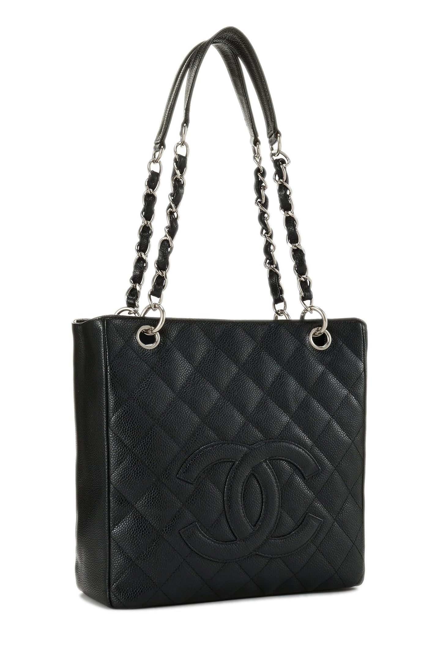 Chanel,  Black Quilted Caviar Petite Shopping Tote (PST), Black
