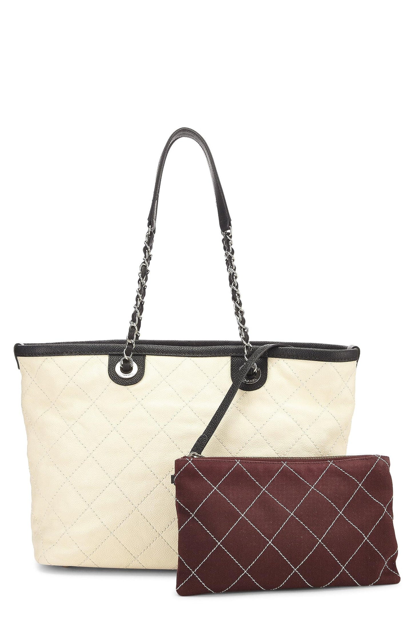 Chanel,  Cream Caviar 'CC' Daily Shopping Tote Small, White