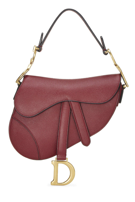 Dior,  Burgundy Calfskin Saddle Bag Burgundy