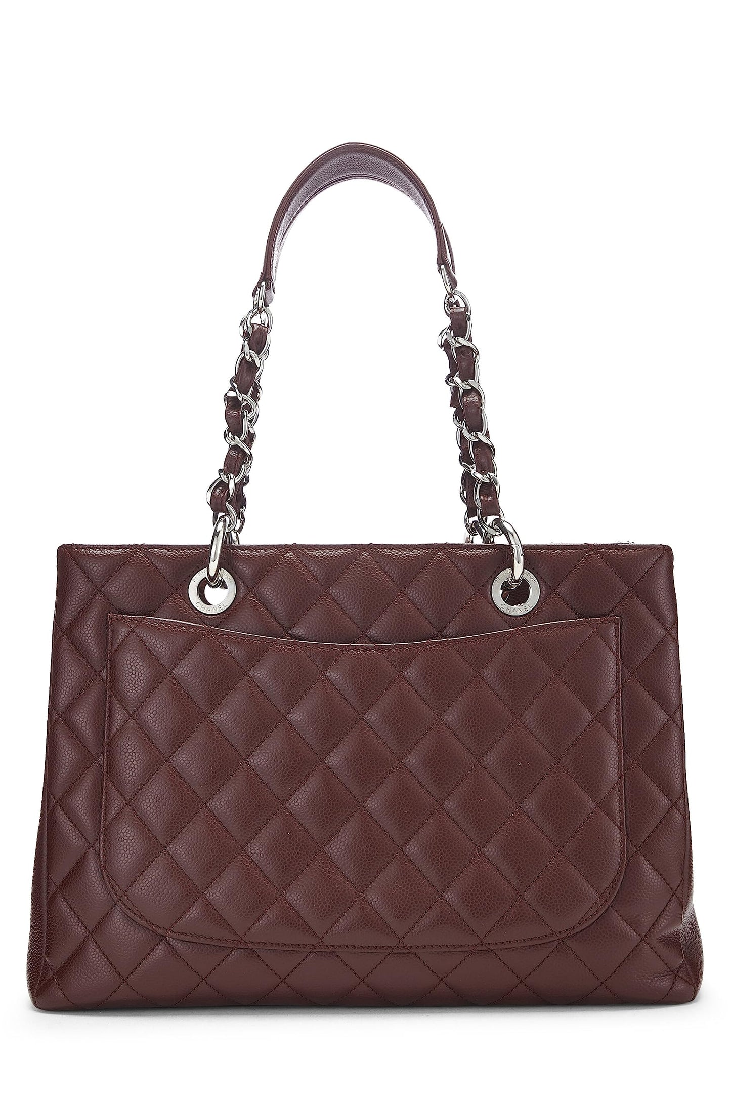 Chanel,  Burgundy Quilted Caviar Grand Shopping Tote (GST), Burgundy