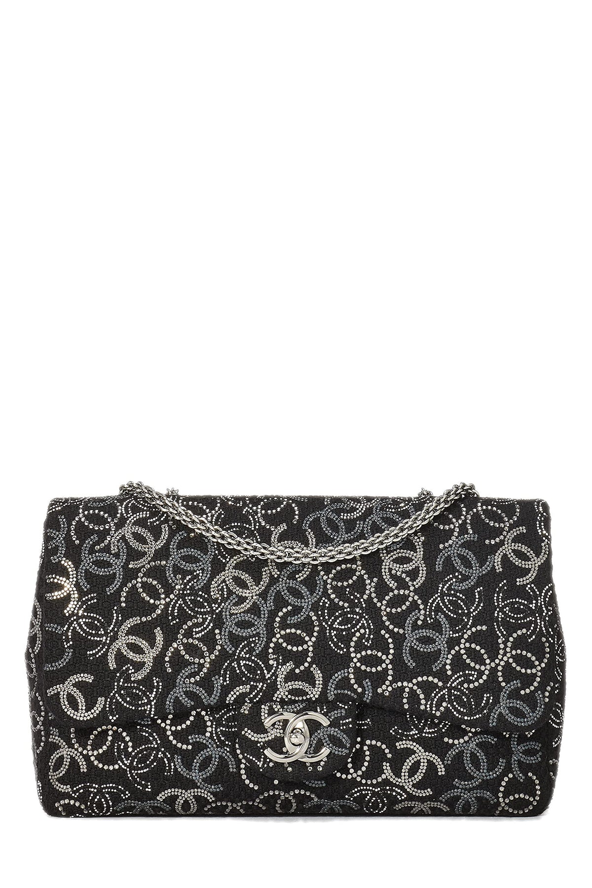 Chanel,  Paris-Shanghai Black Tweed Crystal 'CC' Half Flap Jumbo, Black