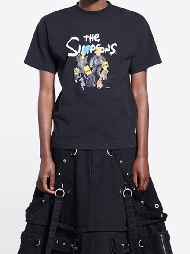 Luxury Balenciaga  WoMen's The Simpsons Printing Small Fit Short Sleeve T-Shirt Black