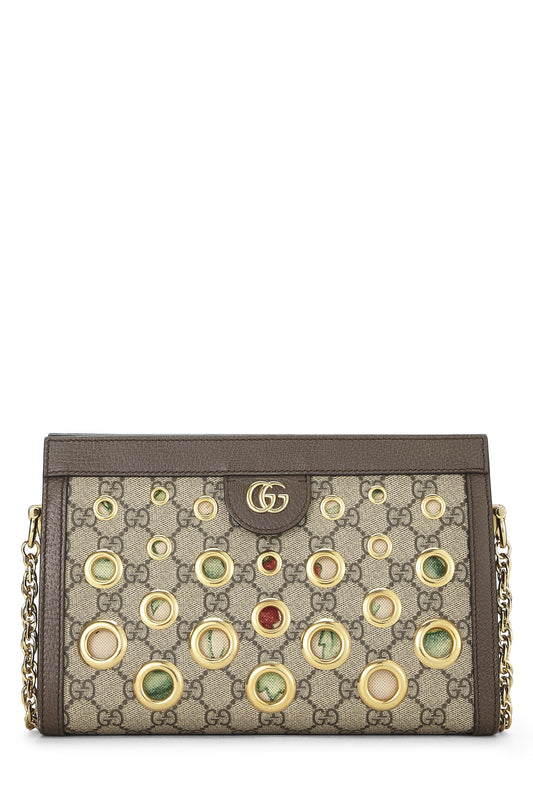Gucci, Original GG Supreme Canvas Ophidia Grommet Shoulder Bag Small, Brown