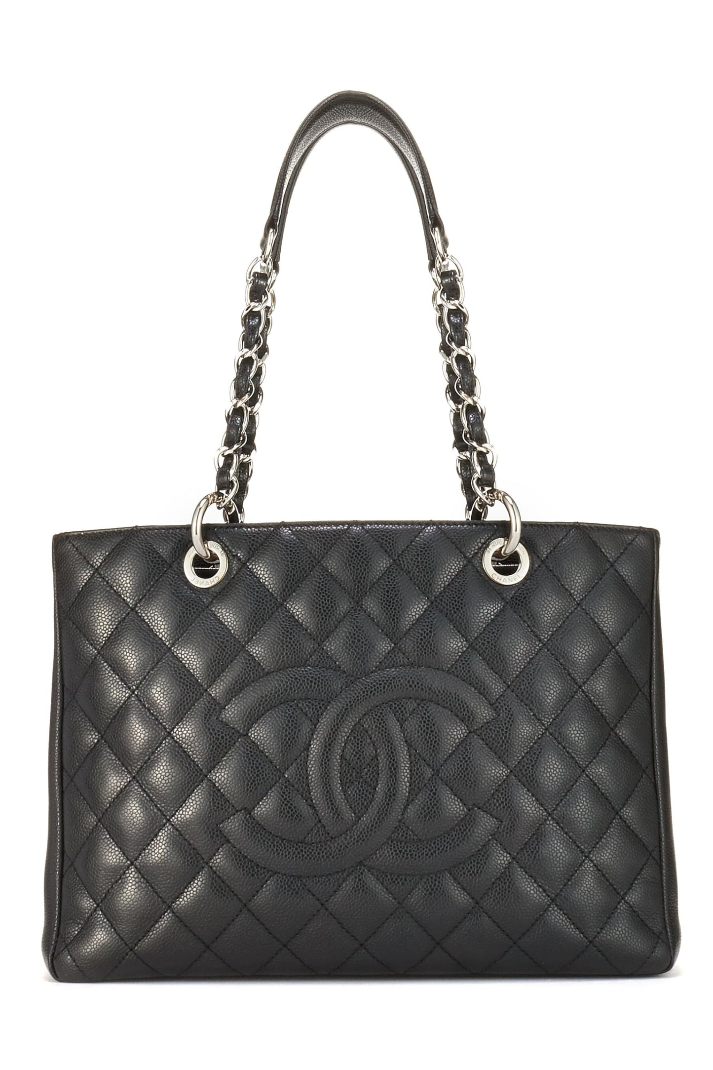 Chanel,  Black Quilted Caviar Grand Shopping Tote (GST), Black
