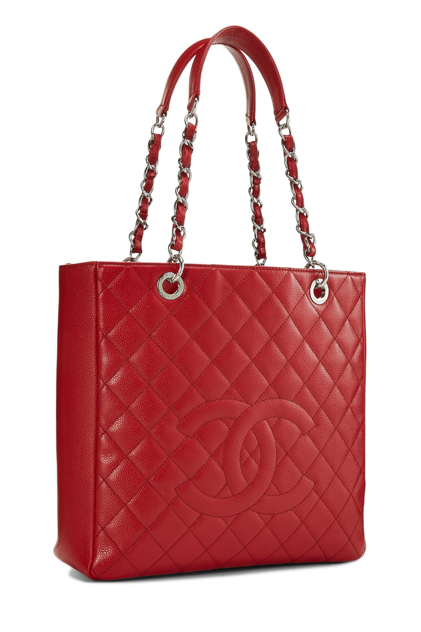 Chanel,  Red Quilted Caviar Petite Shopping Tote (PST) XL, Red