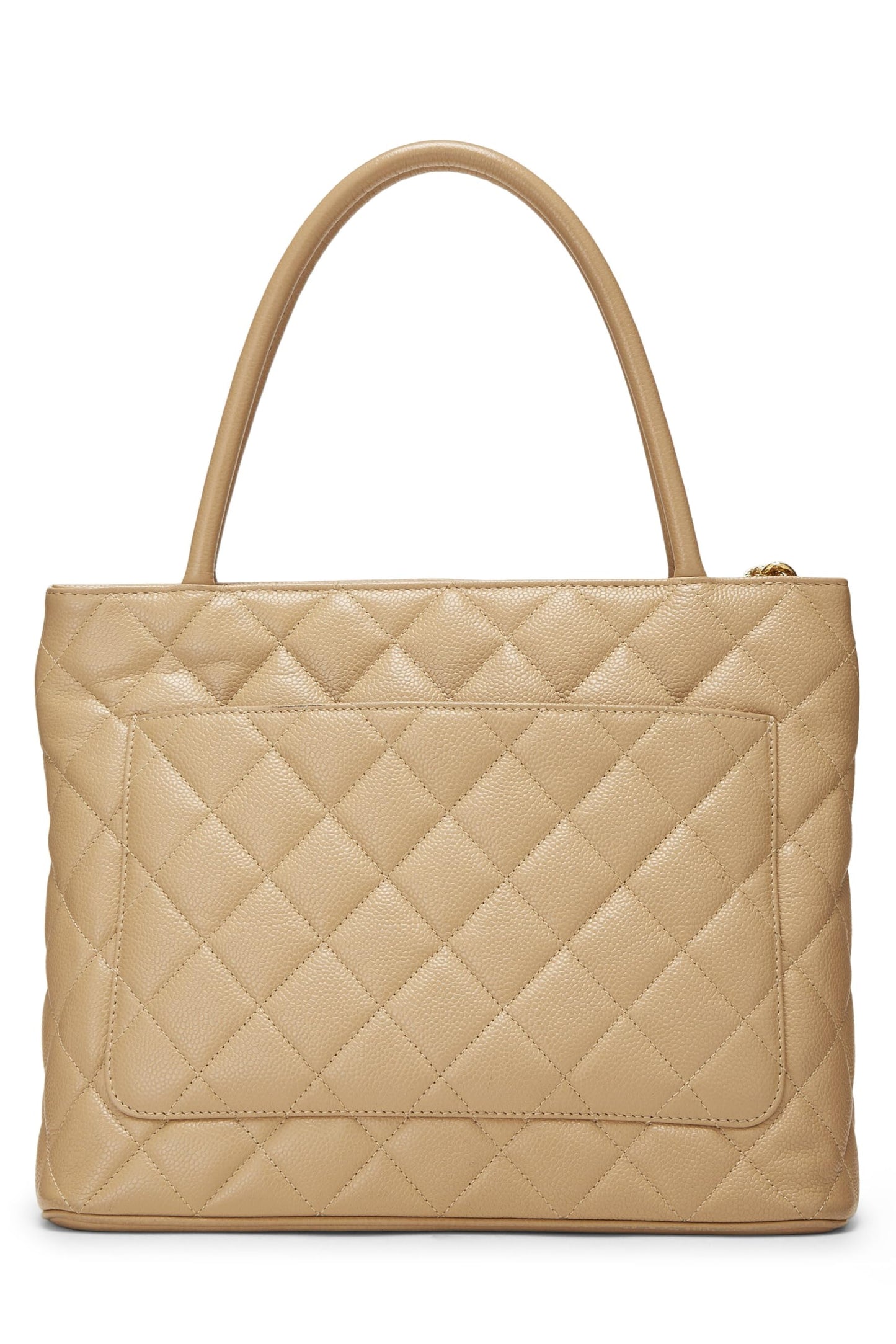 Chanel,  Beige Quilted Caviar Medallion Tote, Beige
