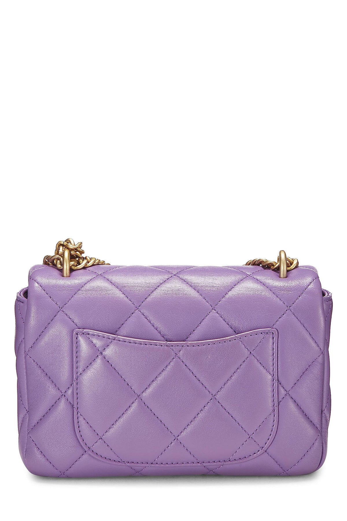 Chanel,  Purple Lambskin Pending CC Square Flap Mini, Purple