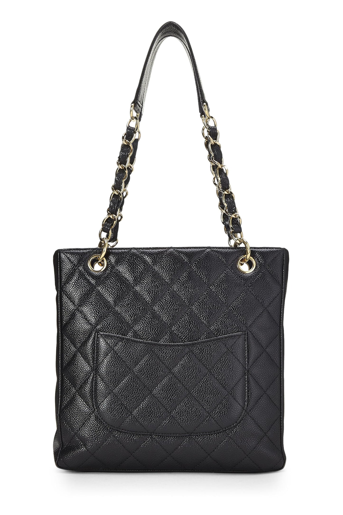 Chanel,  Black Quilted Caviar Petite Shopping Tote (PST), Black