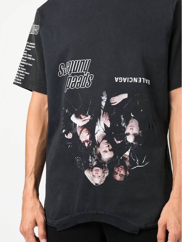 Luxury Balenciaga  Speed Hunter Upside Down Oversized Short Sleeve T-shirt Black