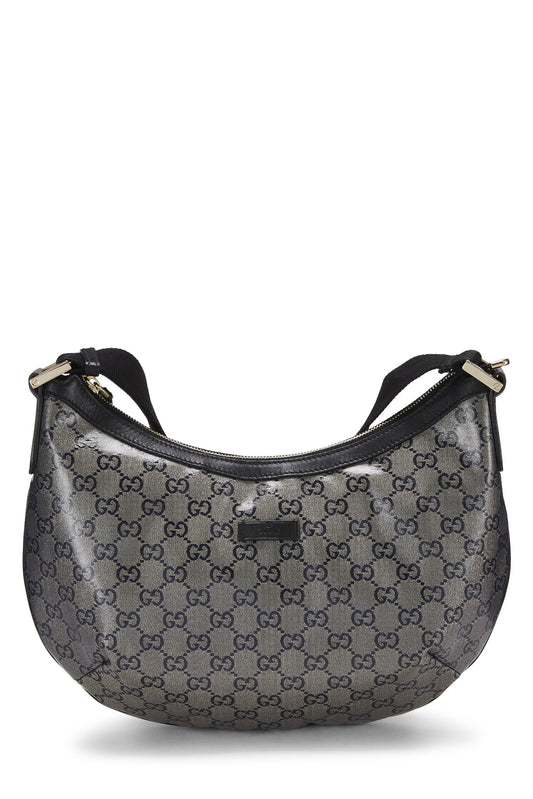 Gucci, Black Crystal Canvas Web Round Messenger Bag, Black