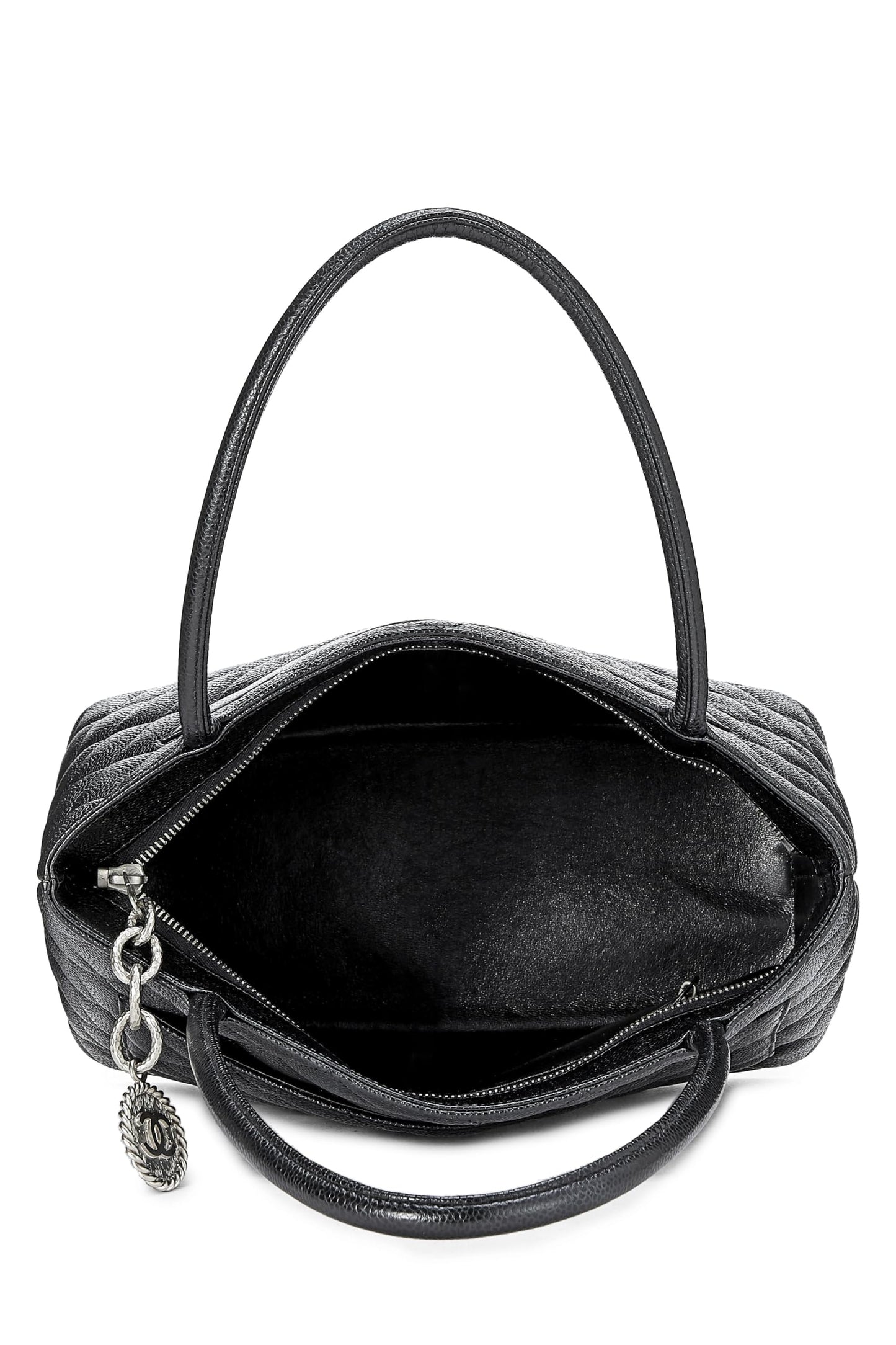 Chanel,  Black Quilted Caviar Medallion Tote, Black