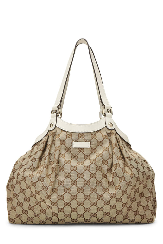 Gucci, Cream Original GG Canvas Sukey Tote, White