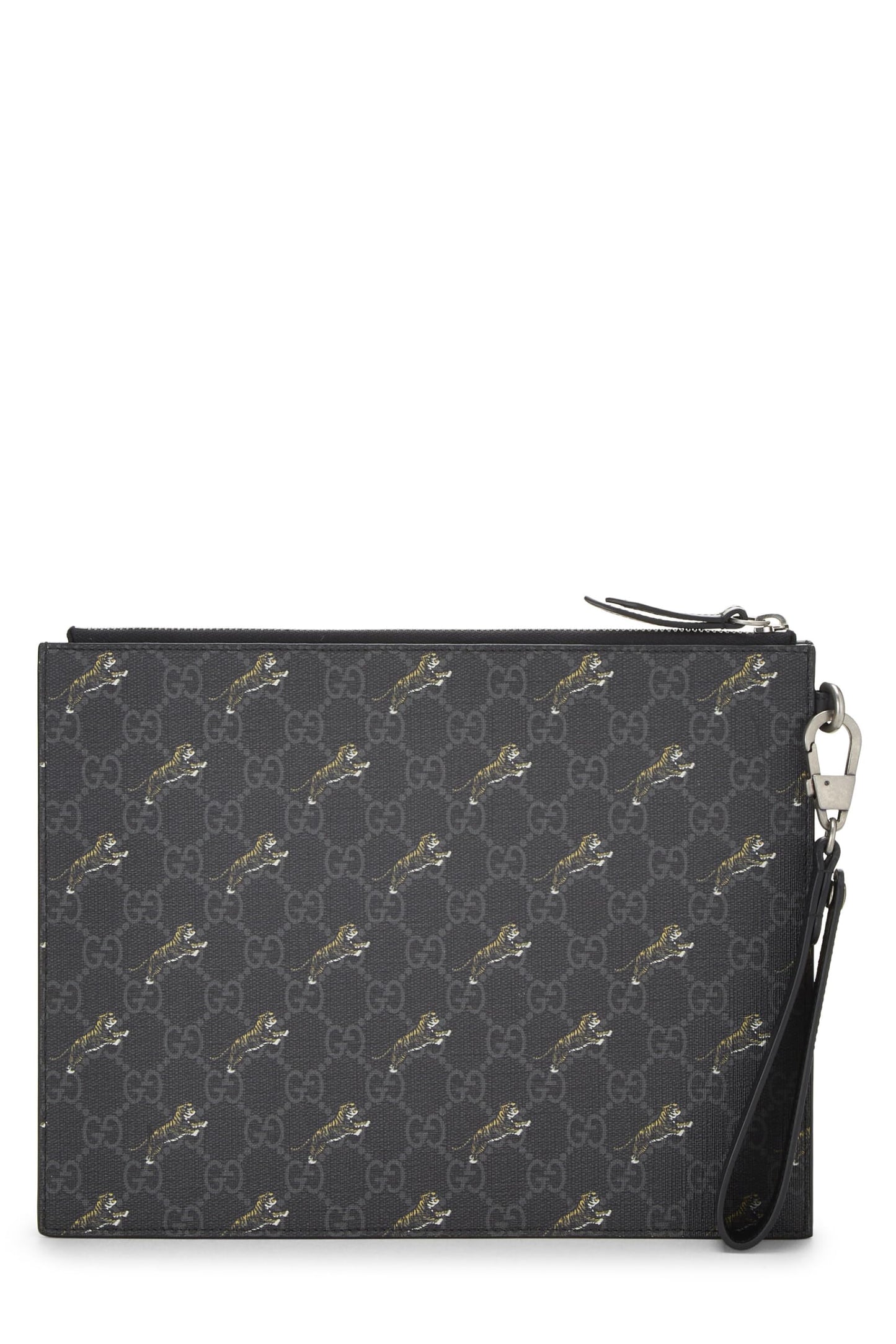 Gucci, Black GG Supreme Coated Canvas Tiger Documents Pochette, Black