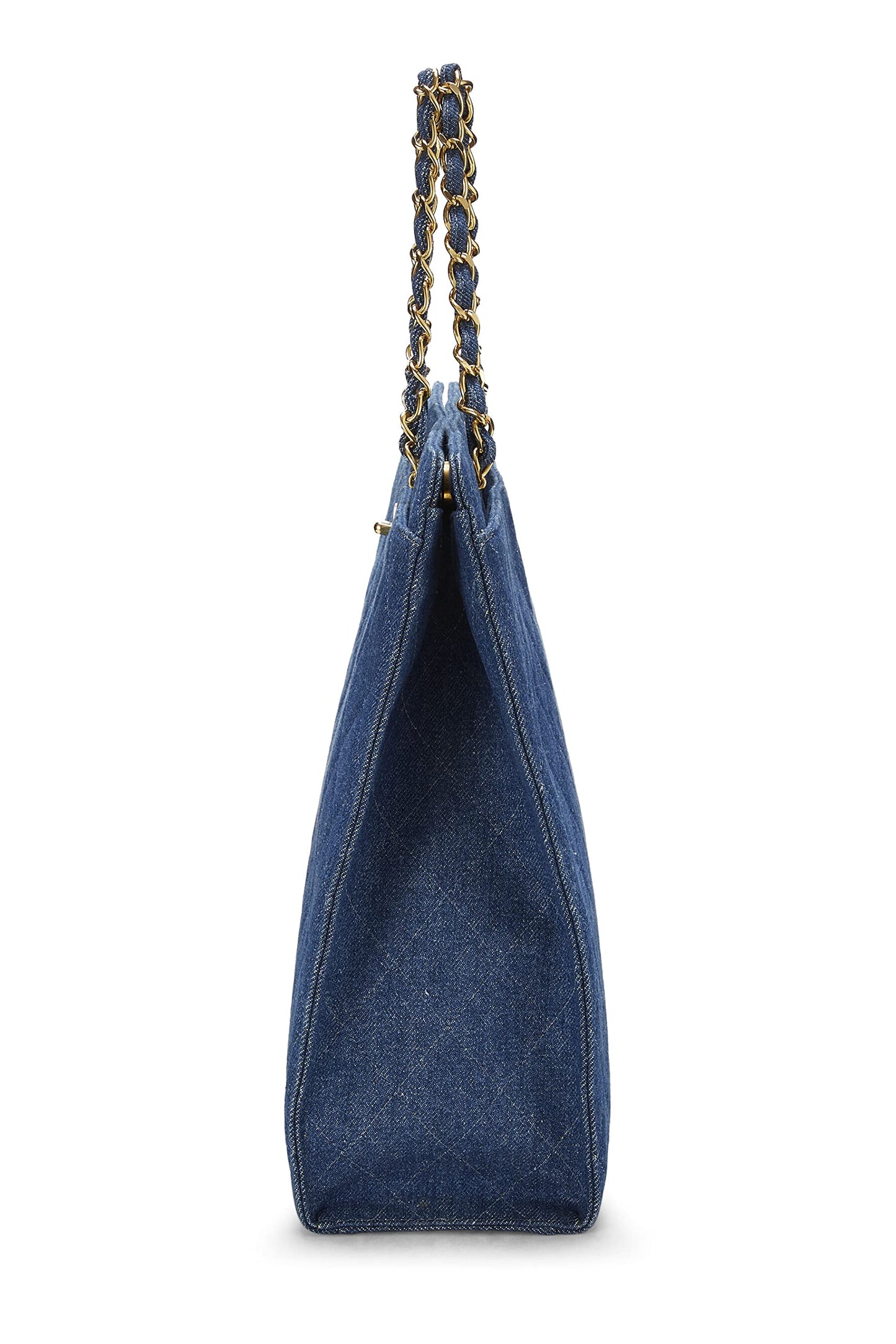 Chanel,  Blue Quilted Denim Tote Medium, Blue