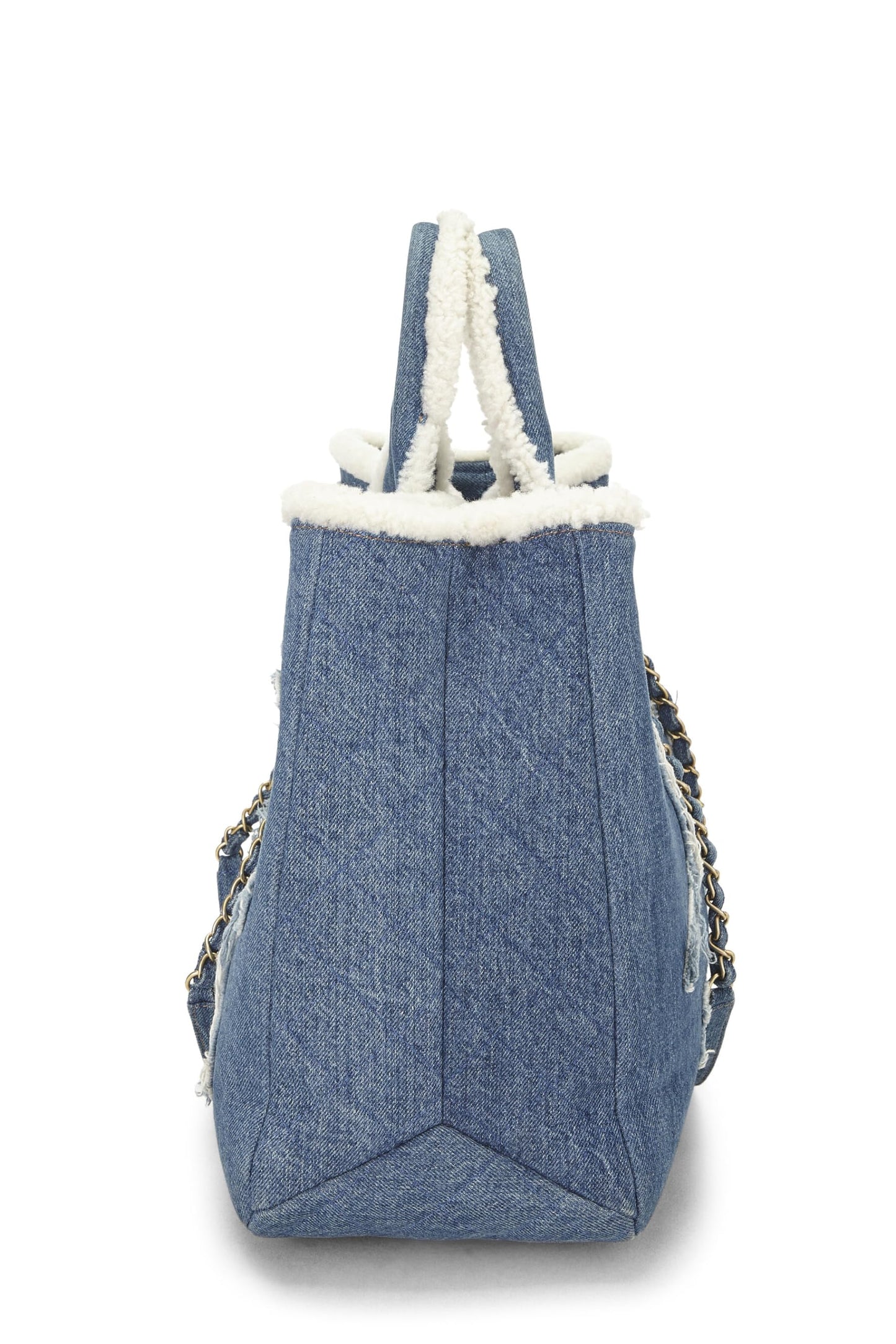 Chanel,  Paris-Egypt Blue Denim & Shearling Hieroglyph Shopping Tote, Blue