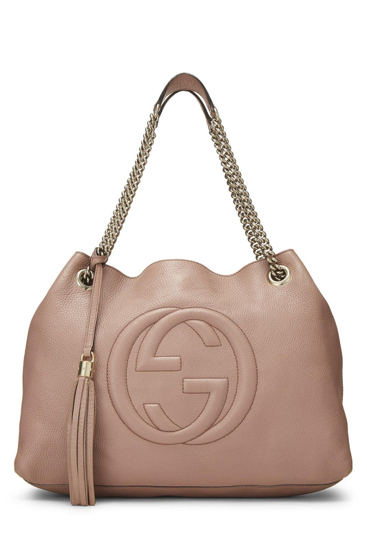 Gucci, Pink Leather Soho Chain Tote, Beige