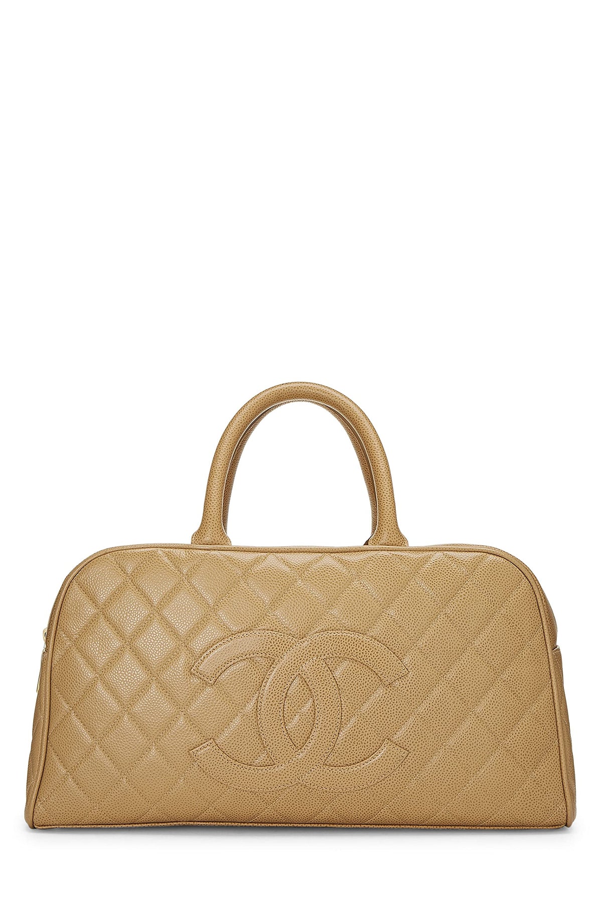 Chanel,  Beige Quilted Caviar Bowler Medium, Beige
