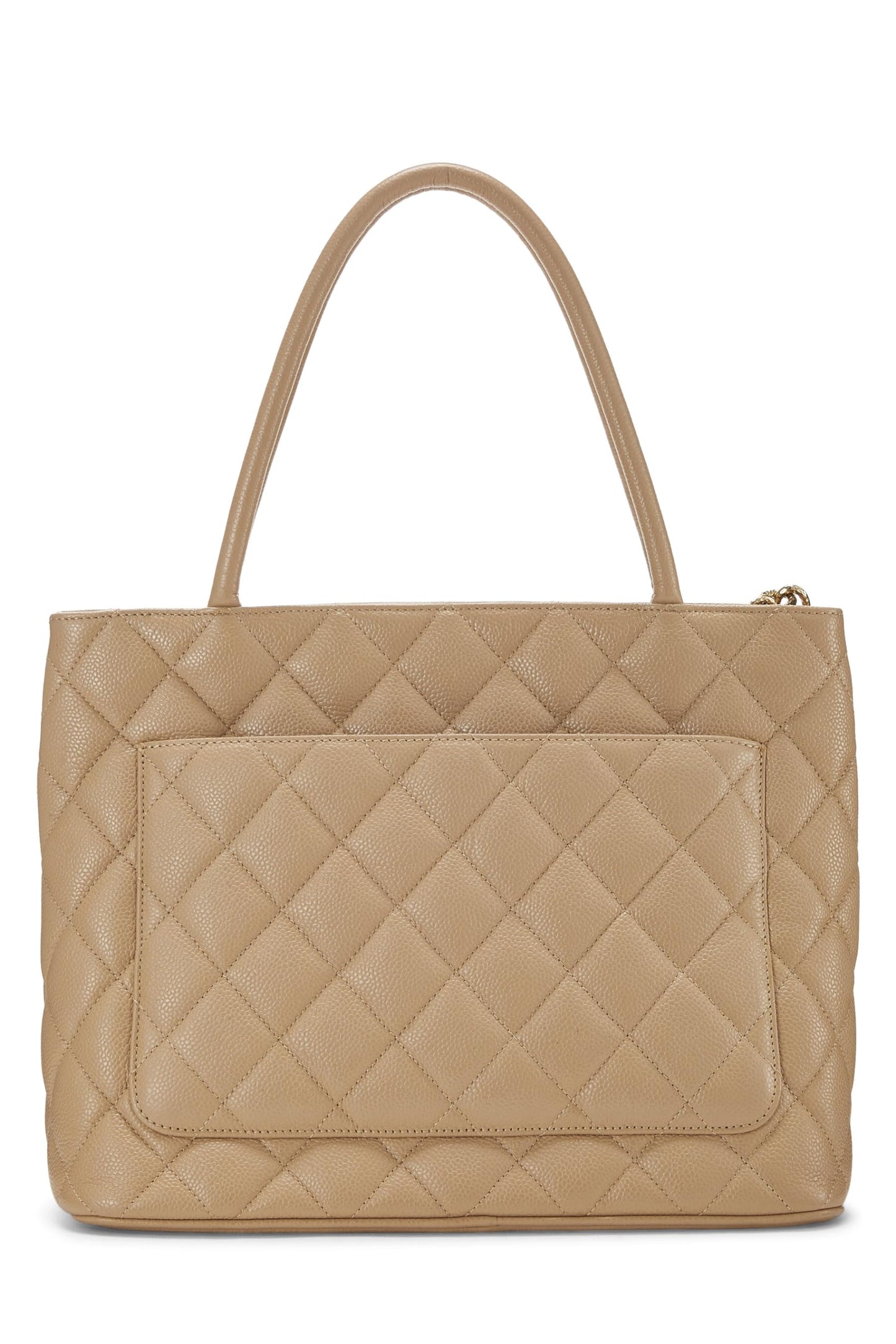 Chanel,  Beige Quilted Caviar Medallion Tote, Beige