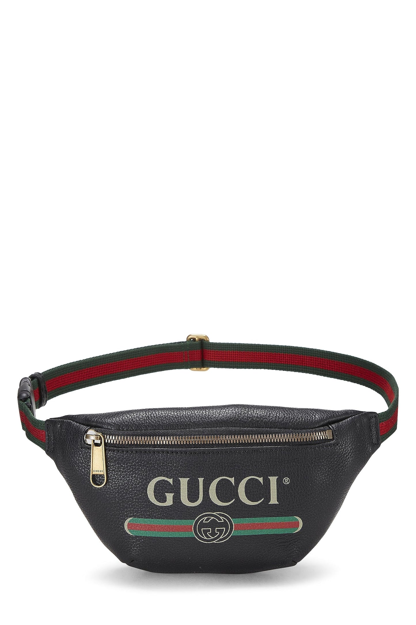 Gucci, Black Leather Logo Printed Belt Bag Small, Black