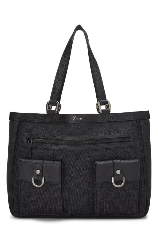 Gucci, Black GG Nylon Abbey Pocket Tote, Black