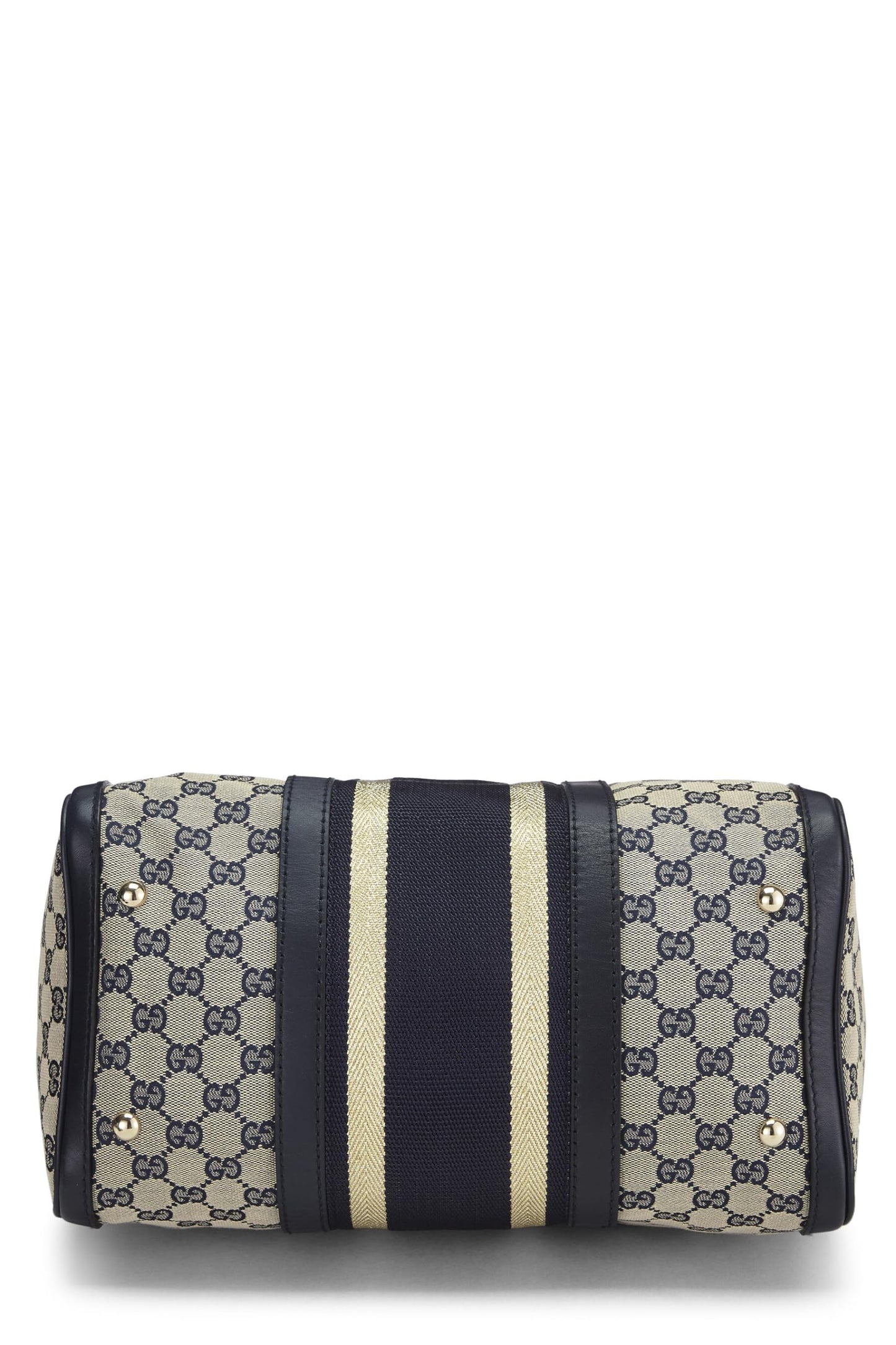 Gucci, Navy Original GG Canvas Web Boston Bag Medium, Navy