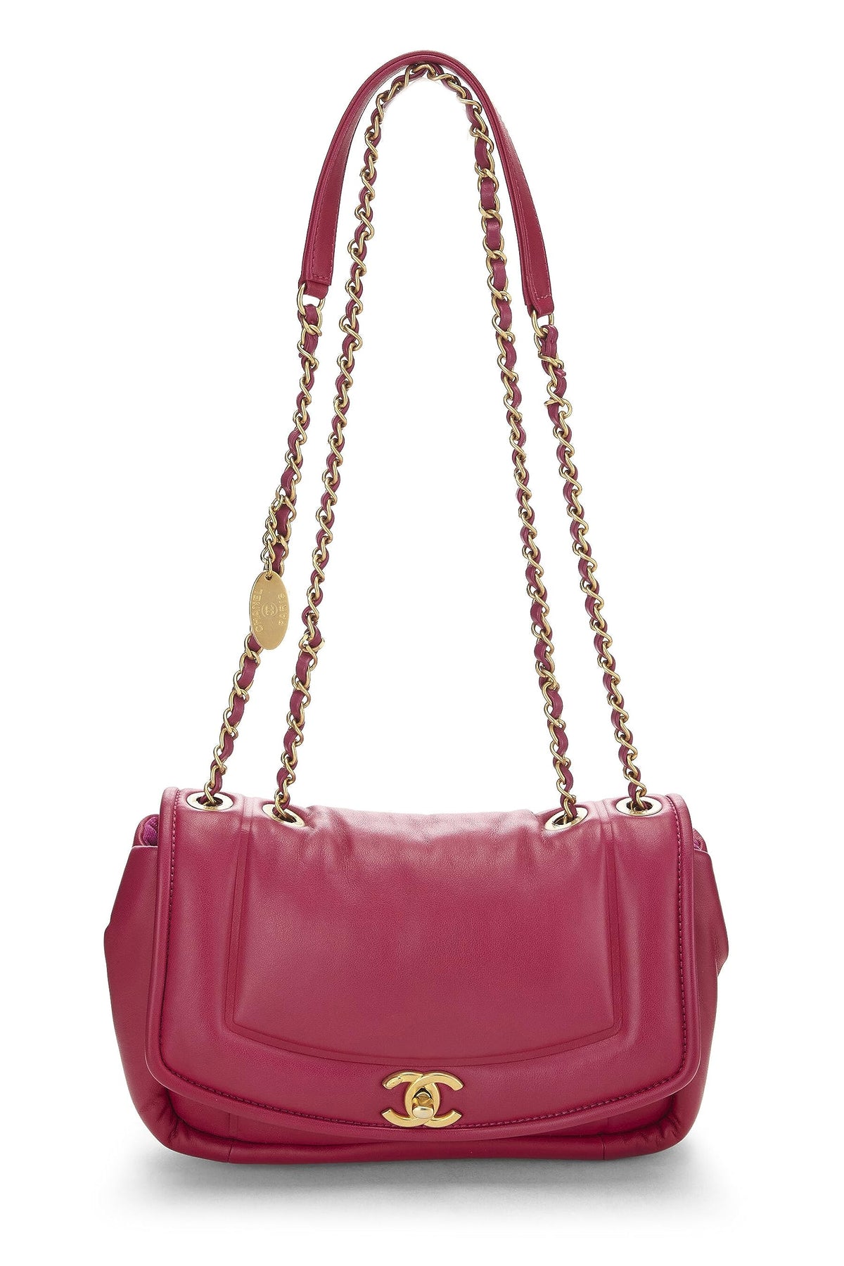 Chanel,  Pink Calfskin Border Full Flap Medium, Pink
