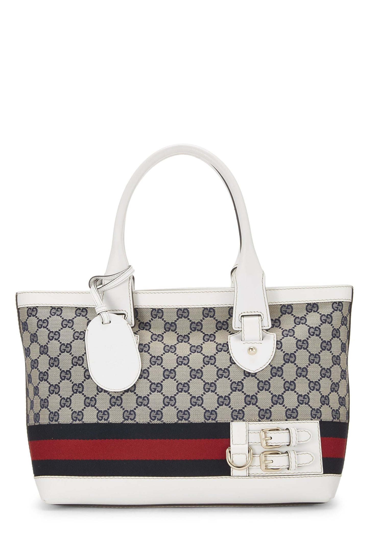 Gucci, White Leather Web Heritage Tote, White