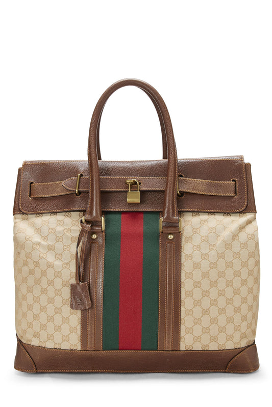 Gucci, Brown Original GG Canvas Web Travel Tote, Brown