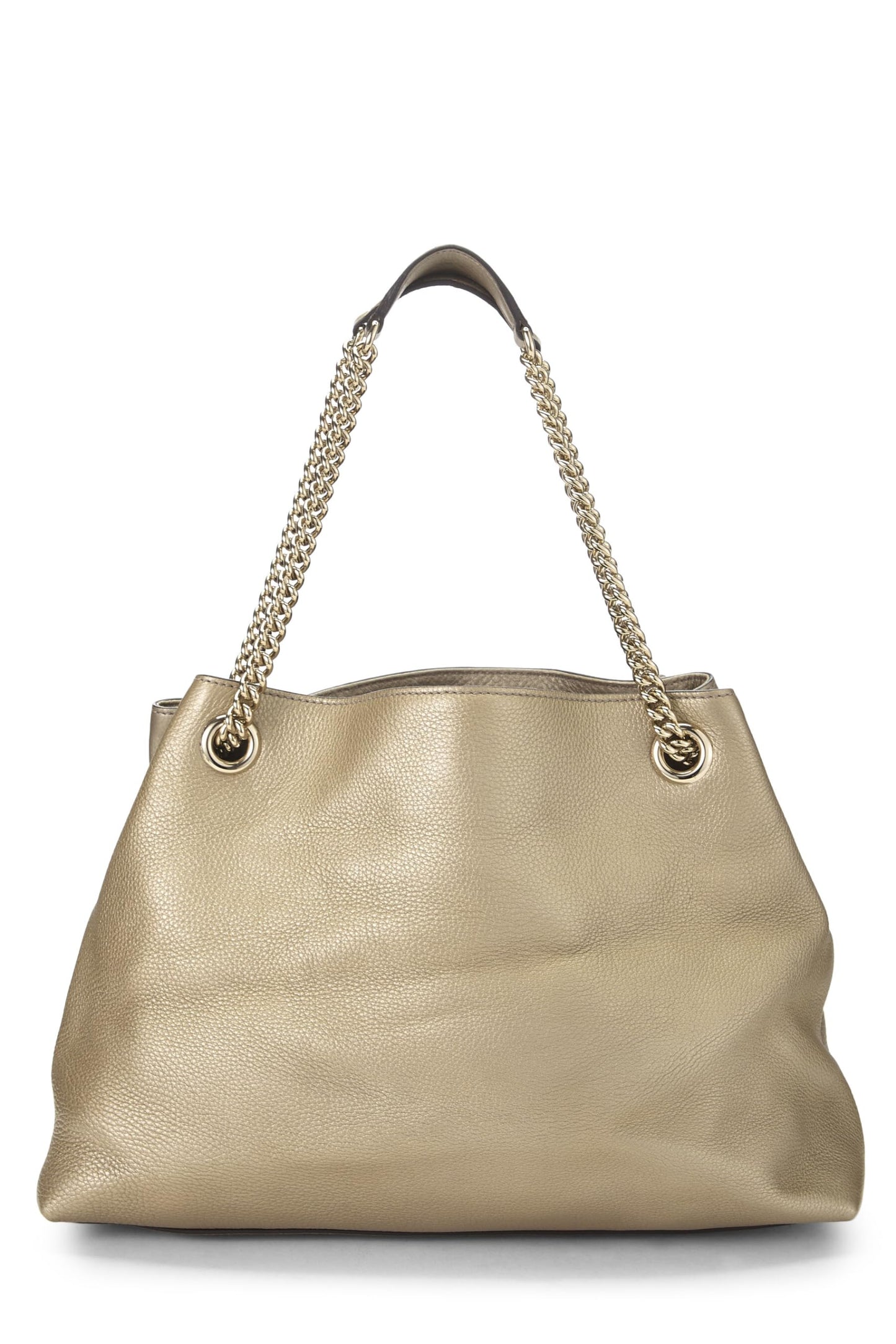 Gucci, Gold Metallic Leather Soho Chain Tote, Gold