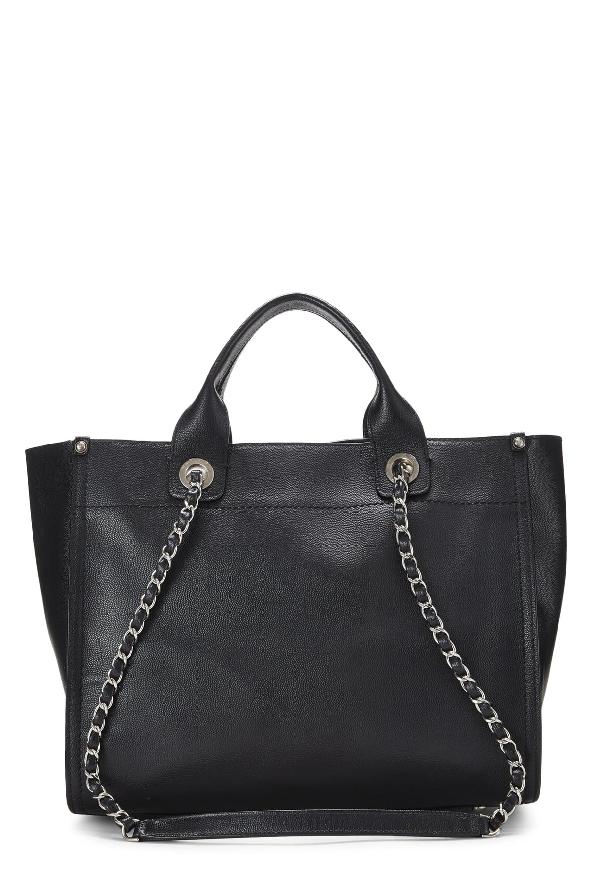 Chanel,  Black Caviar Studded Deauville Shopper Small, Black