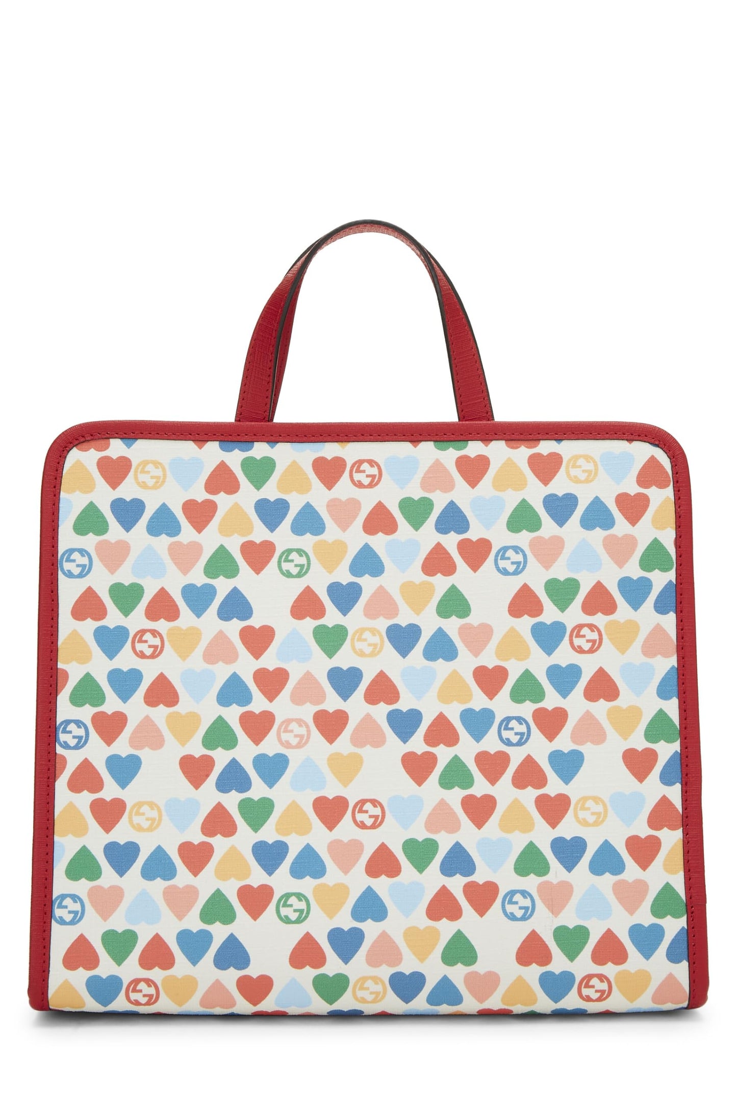 Gucci, Multicolored Heart Coated Canvas Kids Tote, Multi