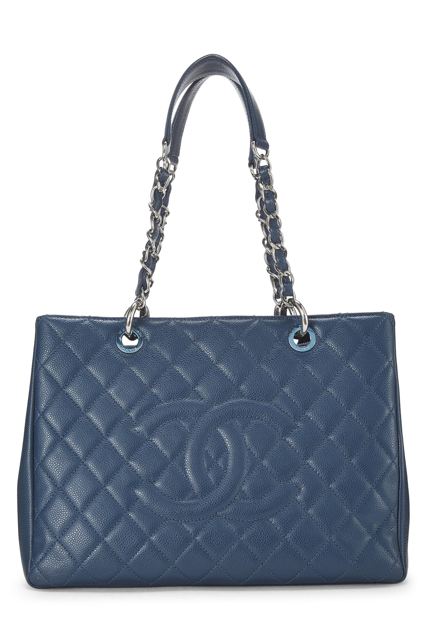 Chanel,  Beige Quilted Caviar Grand Shopping Tote (GST), Blue